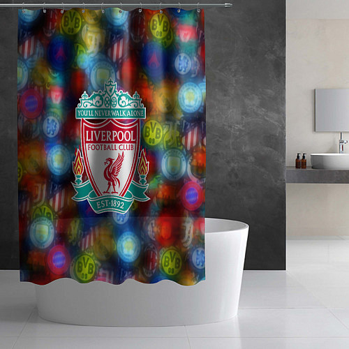 Шторка для ванной Liverpool все logo неон / 3D-принт – фото 2
