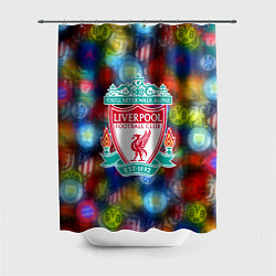 Шторка для душа Liverpool все logo неон, цвет: 3D-принт