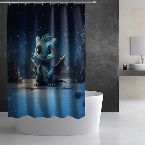 Шторка для ванной Снежный дракон 2024 / 3D-принт – фото 2