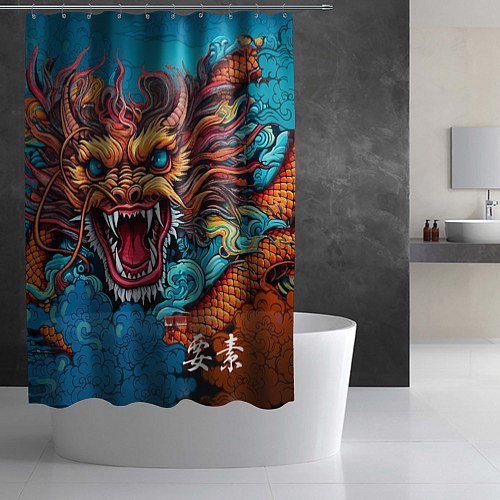 Шторка для ванной Граффити с драконом / 3D-принт – фото 2