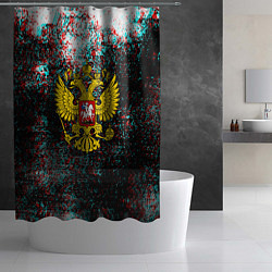 Шторка для душа Россия герб краски глитч, цвет: 3D-принт — фото 2