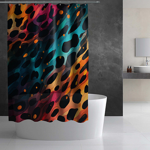 Шторка для ванной Разноцветный леопардовый паттерн / 3D-принт – фото 2