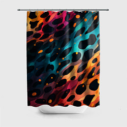 Шторка для душа Разноцветный леопардовый паттерн, цвет: 3D-принт