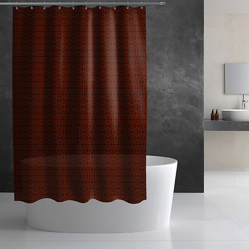 Шторка для ванной Красно-коричневый узоры / 3D-принт – фото 2
