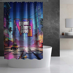 Шторка для душа GTA 6 неоновый город, цвет: 3D-принт — фото 2