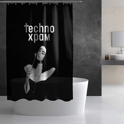 Шторка для ванной Techno храм монашка со свечкой / 3D-принт – фото 2