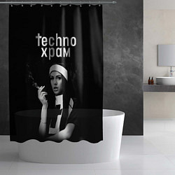 Шторка для душа Techno храм монашка с сигаретой, цвет: 3D-принт — фото 2