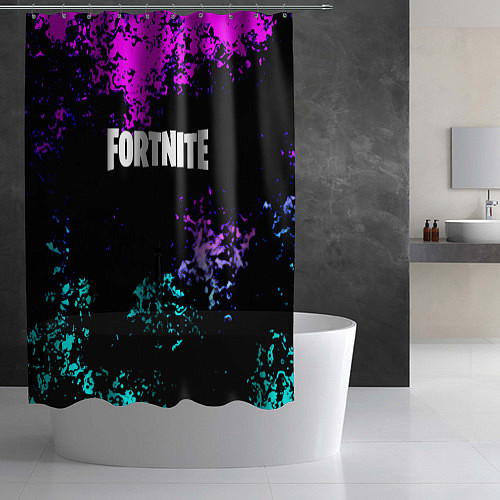 Шторка для ванной Fortnite капли неоновых красок / 3D-принт – фото 2