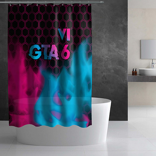 Шторка для ванной GTA 6 - neon gradient посередине / 3D-принт – фото 2
