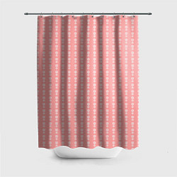 Шторка для ванной Бледно-розовый полосы с цветочками