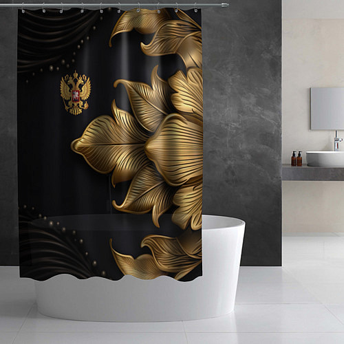 Шторка для ванной Золотой герб России / 3D-принт – фото 2
