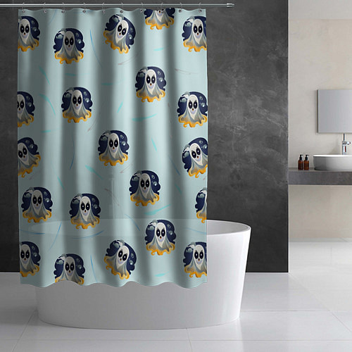 Шторка для ванной Призрак и линии / 3D-принт – фото 2