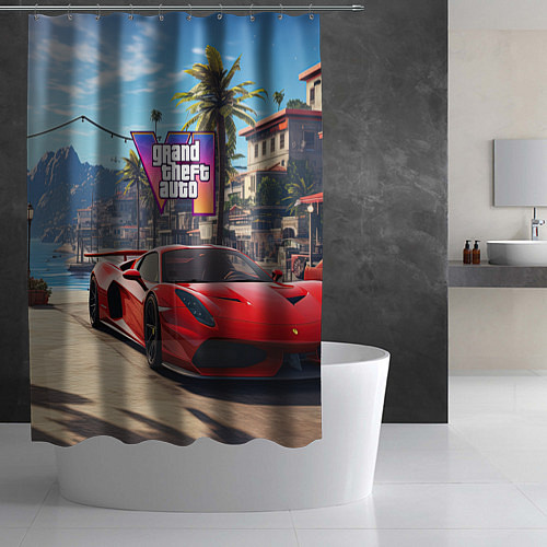 Шторка для ванной GTA 6 red auto / 3D-принт – фото 2
