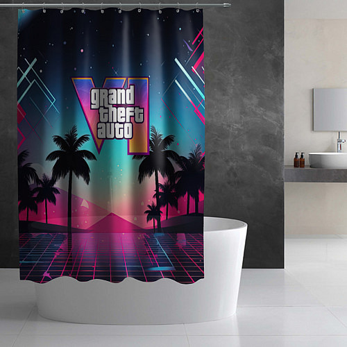 Шторка для ванной GTA 6 summer abstract / 3D-принт – фото 2