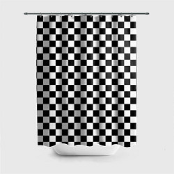 Шторка для душа Шахматное поле чёрно-белый, цвет: 3D-принт