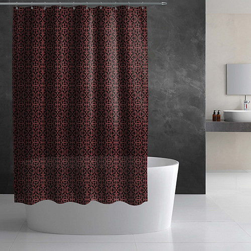 Шторка для ванной Тёмно-красный ажурный / 3D-принт – фото 2