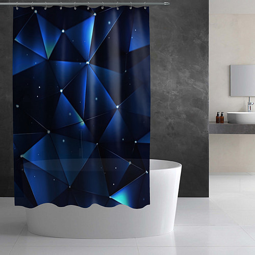 Шторка для ванной Синяя геометрическая абстракция / 3D-принт – фото 2