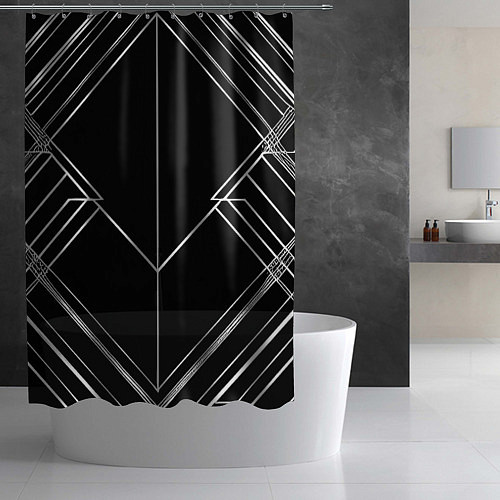 Шторка для ванной Полосы на чёрном фоне / 3D-принт – фото 2