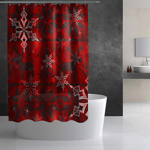 Шторка для ванной Рождественские узоры снежинки / 3D-принт – фото 2