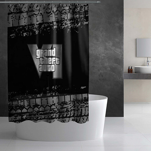 Шторка для ванной GTA 6 следы шин / 3D-принт – фото 2