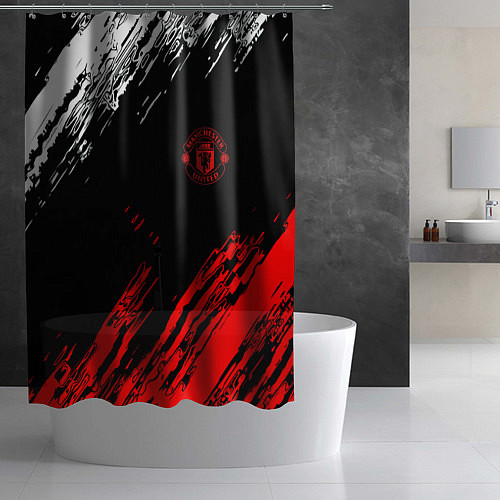 Шторка для ванной ФК Манчестер Юнайтед спортивные краски / 3D-принт – фото 2
