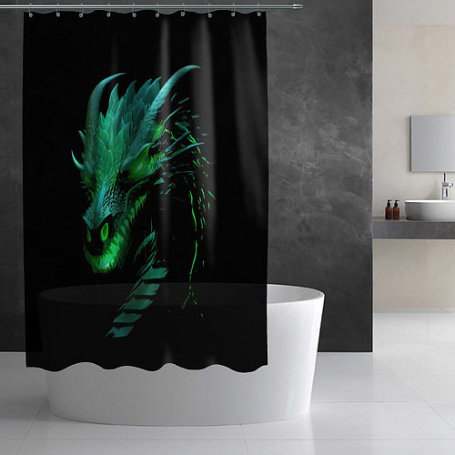 Шторка для ванной Дракон с зеленым свечением / 3D-принт – фото 2