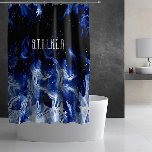 Шторка для ванной Stalker огненный синий стиль / 3D-принт – фото 2