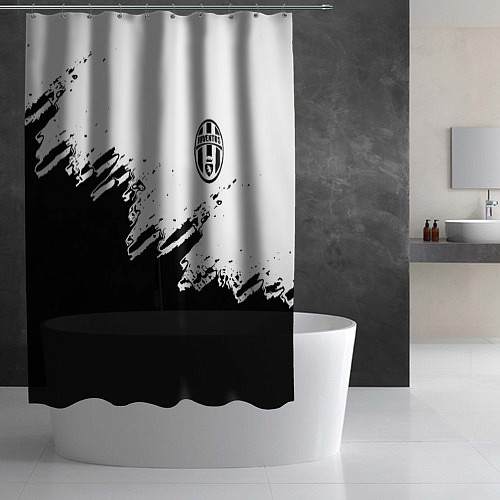 Шторка для ванной Juventus black sport texture / 3D-принт – фото 2