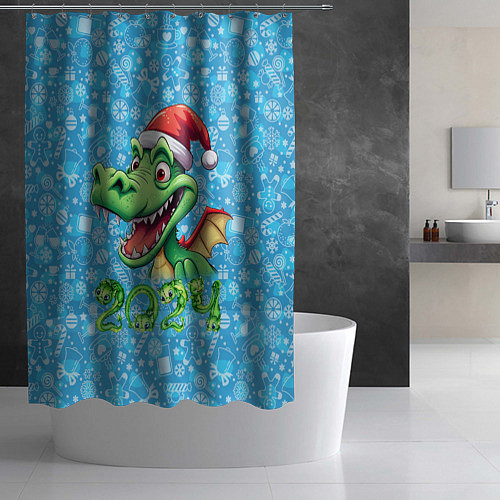 Шторка для ванной Удивленный дракон 2024 / 3D-принт – фото 2