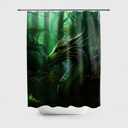 Шторка для душа Зеленый лесной дракон 2024, цвет: 3D-принт