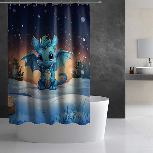 Шторка для ванной Синий дракон 2024 / 3D-принт – фото 2