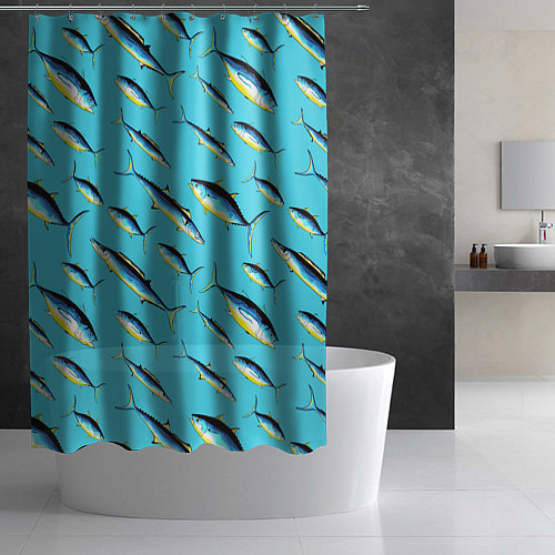 Шторка для ванной Косяк рыб в море / 3D-принт – фото 2