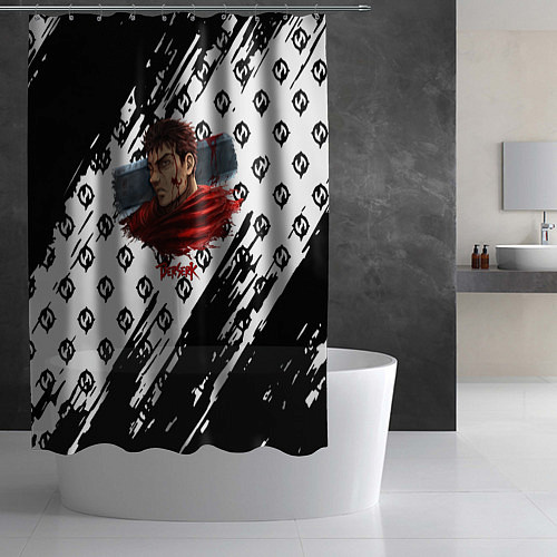 Шторка для ванной Berserk anime black pattern / 3D-принт – фото 2