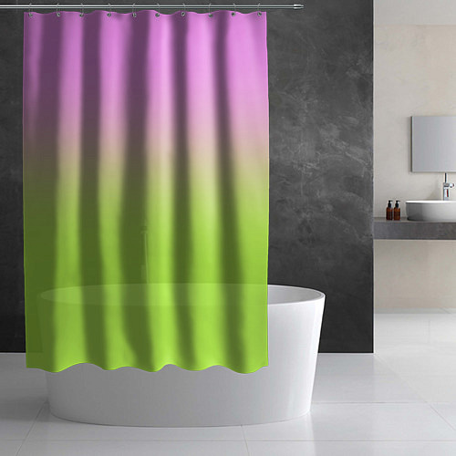 Шторка для ванной Розовый и ярко-зеленый градиент / 3D-принт – фото 2