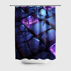 Шторка для душа Фиолетовые неоновые плиты, цвет: 3D-принт