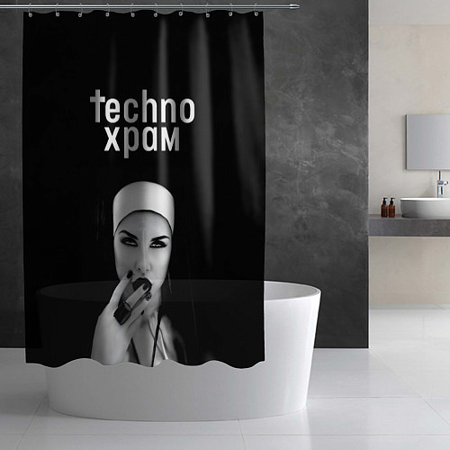 Шторка для ванной Techno храм монашка с перстнем / 3D-принт – фото 2