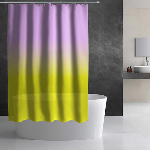 Шторка для ванной Бледно-розовый и ярко-желтый градиент / 3D-принт – фото 2