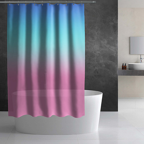 Шторка для ванной Синий и голубо-розовый градиент / 3D-принт – фото 2