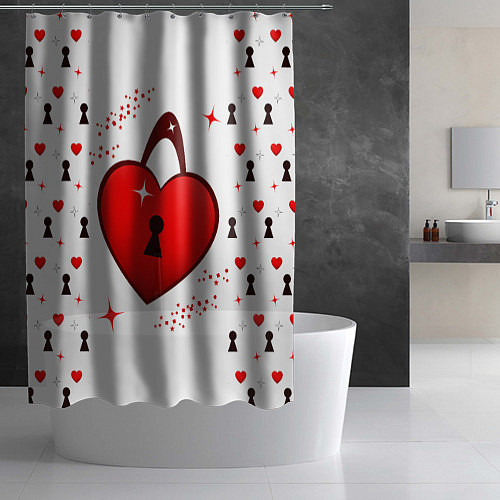 Шторка для ванной Сердечный замочек / 3D-принт – фото 2