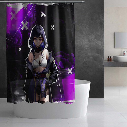 Шторка для ванной Сёгун Райден в белье - genshin impact / 3D-принт – фото 2