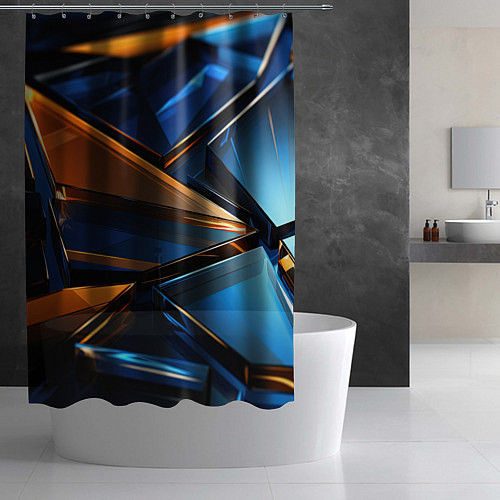 Шторка для ванной Синии стеклянные осколки / 3D-принт – фото 2