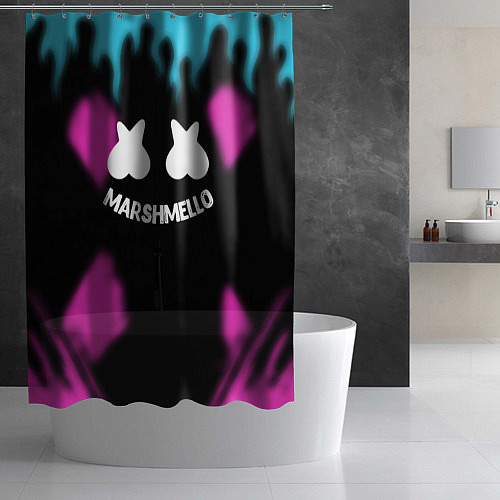Шторка для ванной Маршмеллоу неон камсток / 3D-принт – фото 2