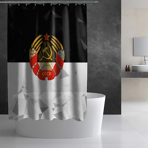 Шторка для ванной СССР черно белая геометрия / 3D-принт – фото 2