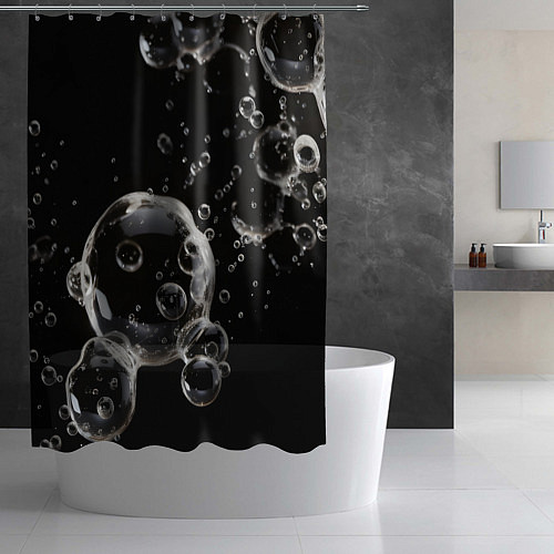 Шторка для ванной Пузыри на черном / 3D-принт – фото 2