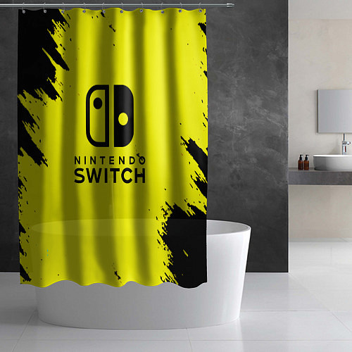 Шторка для ванной Nintendo switch краски на жёлтом / 3D-принт – фото 2