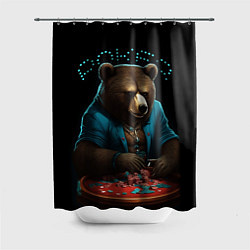 Шторка для душа Медведь играет в покер, цвет: 3D-принт