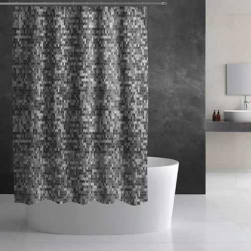 Шторка для ванной Узор серого вязанного трикотажа меланж / 3D-принт – фото 2