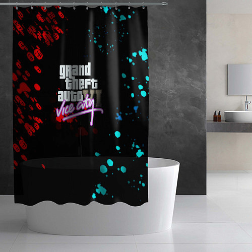 Шторка для ванной GTA vice city неоновые краски вайсити / 3D-принт – фото 2