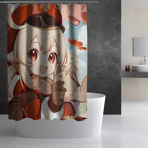Шторка для ванной Genshin Impact Кли cute Dodoko / 3D-принт – фото 2