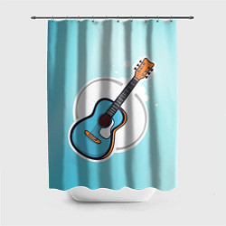 Шторка для ванной Гитара шестиструнная бирюзовая